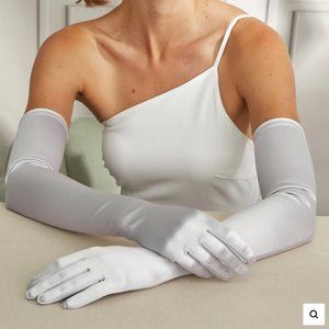Cornelia James Hermione | Satin Opera Glove - Pearl